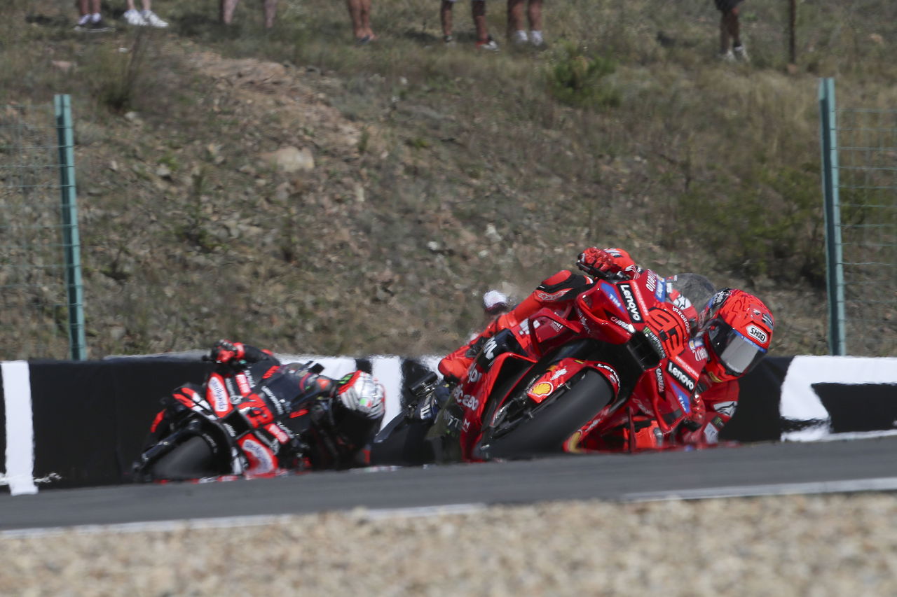 crash_motogp's tweet card. Marco Bezzecchi spent over half of the Czech MotoGP behind Marc Marquez.