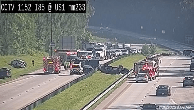 WNCN's tweet card. According to the North Carolina Department of Transportation, multiple lanes going northbound and southbound on I-85 near mile marker 233 in Norlina are closed from a crash that occurred around 9 a…