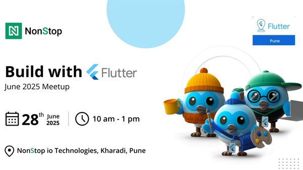 NonStopio's tweet card. **Hello Flutter Fam!** Flutter Pune is back with another super meetup event in Collaboration with NonStop io. **Build with Flutter: June 2025 Meetup** Join us as Flutter