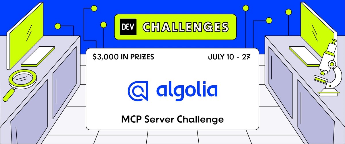 ThePracticalDev's tweet card. Algolia MCP Server Challenge