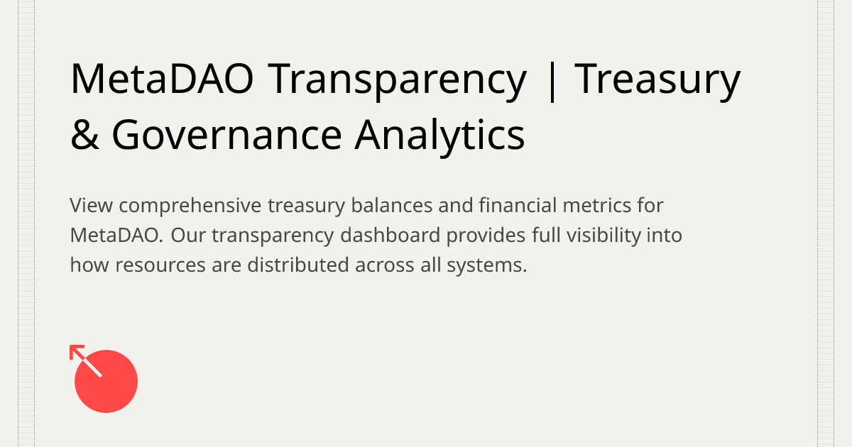 MetaDAOProject's tweet card. View comprehensive treasury balances and financial metrics for MetaDAO. Our transparency dashboard provides full visibility into how resources are distributed across all systems.