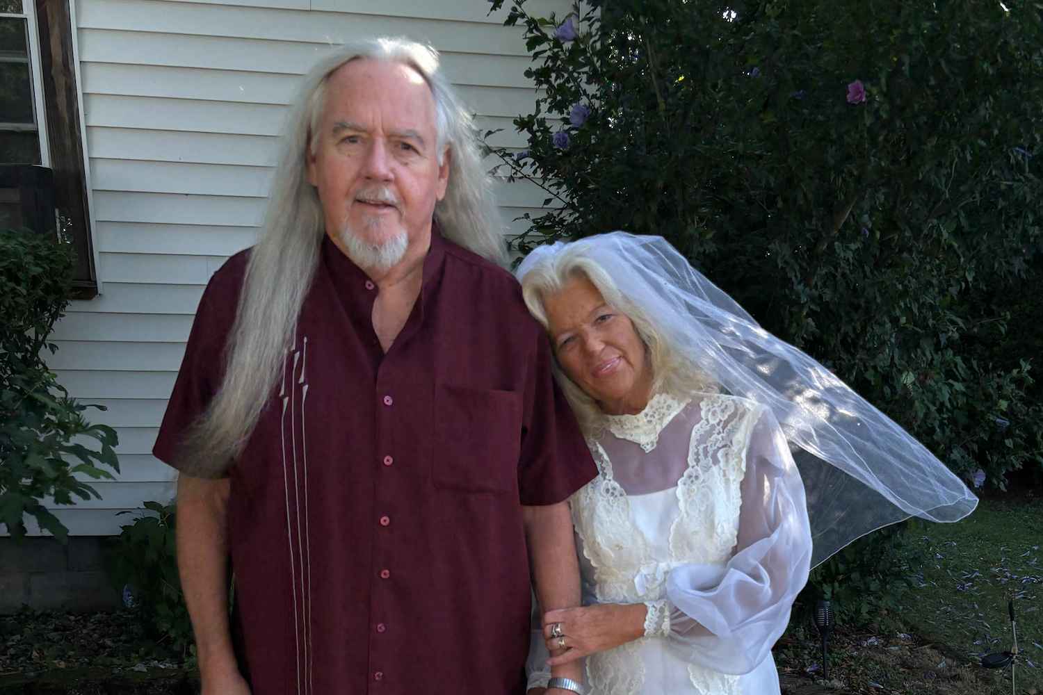 exploreVenango's tweet card. Local high school sweethearts Randy and Cindy Owens mark 50 years of marriage by recreating their 1975 wedding photos, with the bride wearing her original gown…