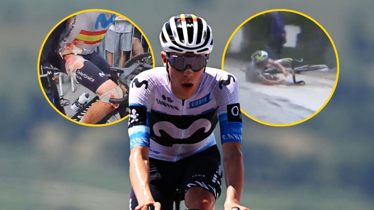 carrusel's tweet card. El ciclista español se cayó cuando lideraba la 21ª etapa