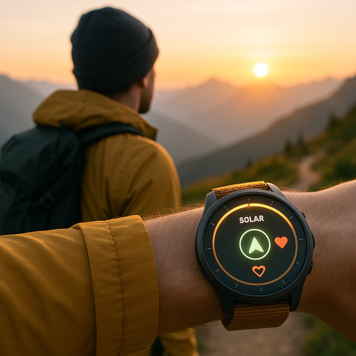 SubirBiswas's tweet card. Solar Charging Smartwatch: Power Your Adventures with the Sun