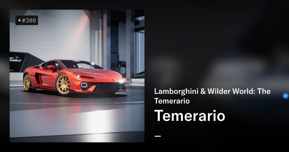 WilderWorldBot's tweet card. Introducing The Temerario - Automobili Lamborghini’s latest super sports car, reborn for the metaverse. In a groundbreaking collaboration between Lamborghini and Wilder World only 600 game-ready...