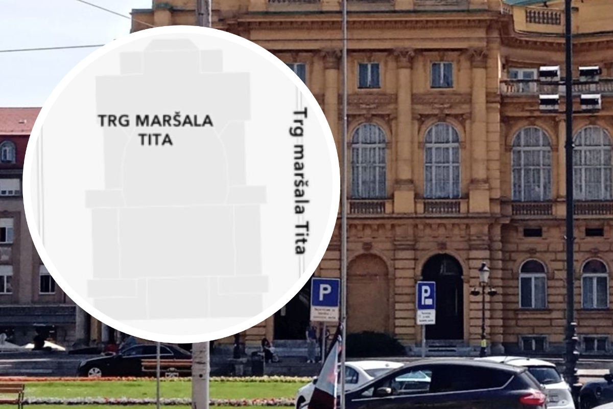 narodhr's tweet card. Na aplikaciji regulacije.zagreb.hr Trg Republike Hrvatske i dalje nosi naziv jugoslavenskog zločinca Tita.
