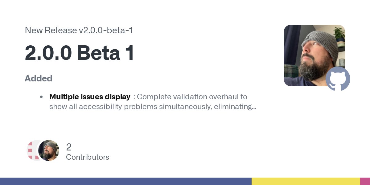 troychaplin's tweet card. Added Multiple issues display: Complete validation overhaul to show all accessibility problems simultaneously, eliminating the "fix one, see another" user experience Priority-based visua...