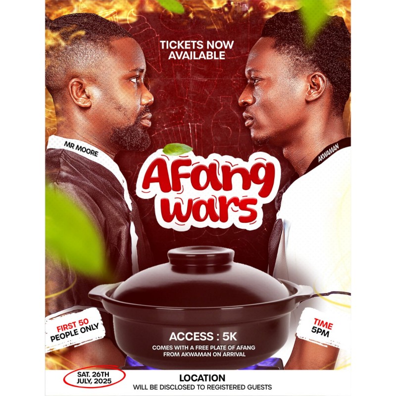 akwa_man's tweet card. In the steamy jungles of Uyo's kitchens, a daring hero, Akwaman, armed only with a phone, camera, passion for Afang and zero cooking skills, declares war on the legendary Afang soup master, Mr....