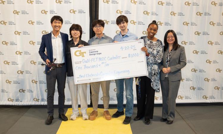 GeorgiaTech_ECE's tweet card. The winning ECE project advances UAV technology using gallium nitride semiconductors, while the interdisciplinary winner creates affordable, precise reaction wheels for better satellite orientation...
