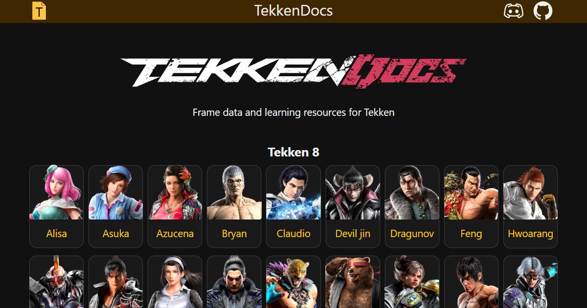 tekkendocs's tweet card. Frame data and resources for leveling up your skills in Tekken
