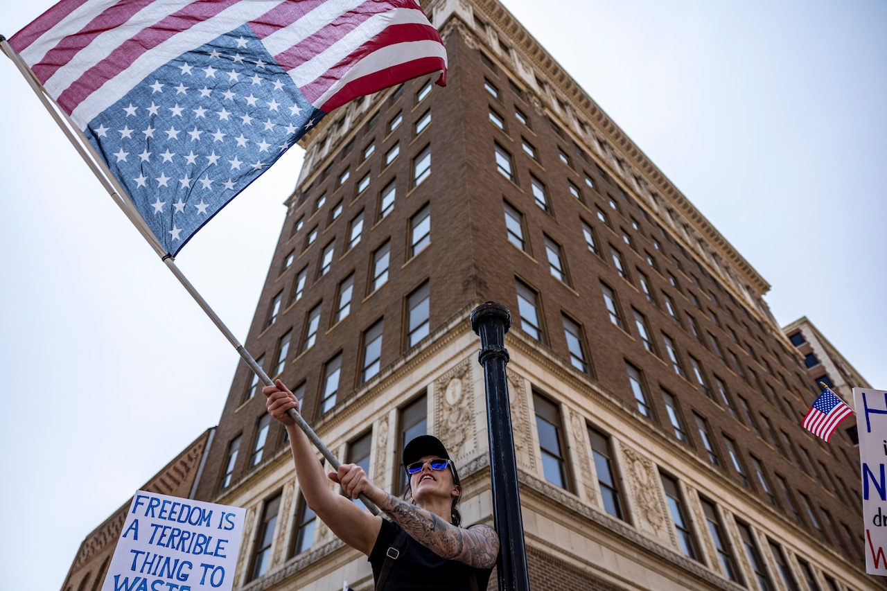JordynPair's tweet card. Thousands gathered for the No Kings protest at the Michigan State Capitol building in Lansing on Saturday, June 14.