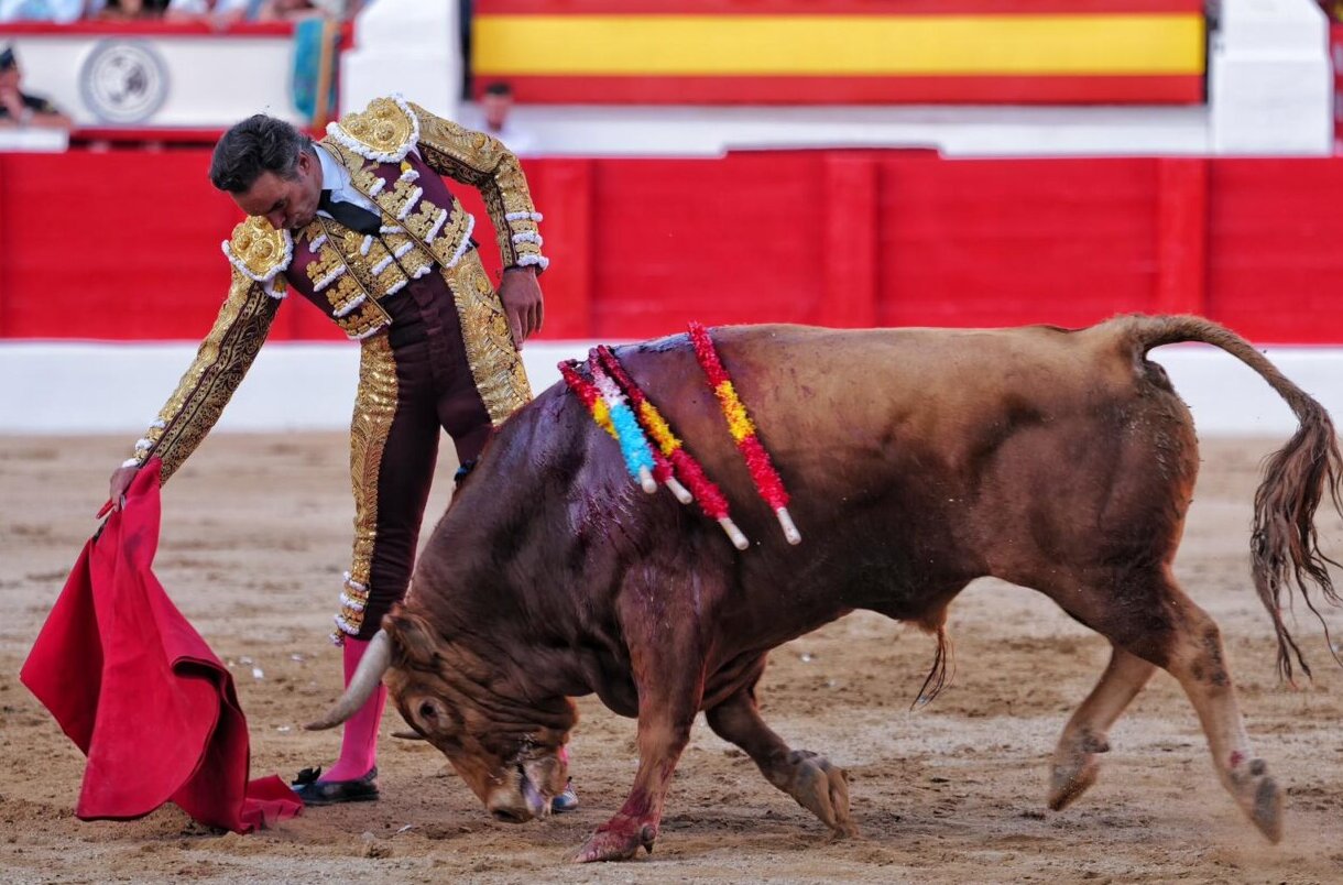 aplausos's tweet card. El sevillano malogra con la espada su segunda puerta grande de la feria; Roca Rey concluye su feria con un trofeo. Tarde negra de Juan Ortega con la espada con un lote imposible.