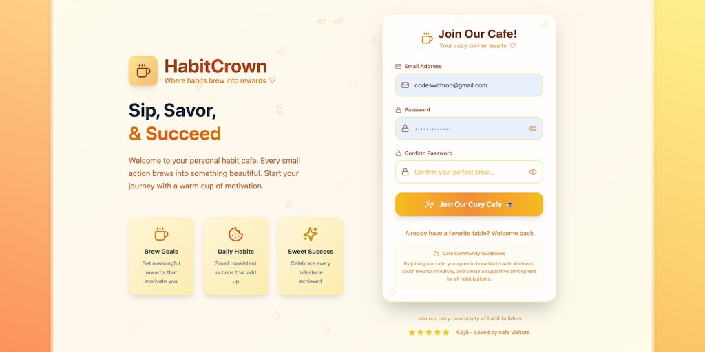 codeswithroh's tweet card. Habit Crown is a gamified habit tracker that turns consistency into real rewards. Whether it’s coding, workouts, or journaling—track streaks, level up, and stay motivated. 👑