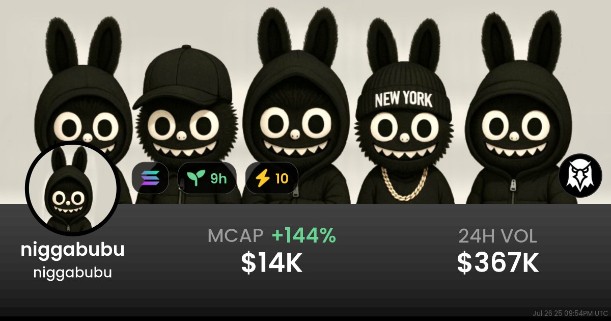 Fuchur420's tweet card. $0.00001413 niggabubu (niggabubu) realtime price charts, trading history and info - niggabubu / SOL on Solana / LaunchLab