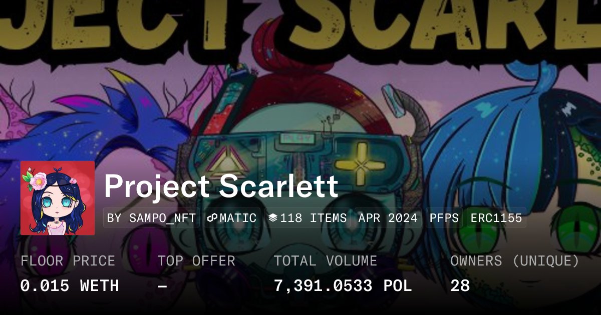 nft_sampo's tweet card. In the year 2150, Professor Scarlet introduces ‘Project Scarlett’, featuring hand-drawn pleasure bots designed for every desire. Fascination grows as an investigation uncover the bots' intricate...