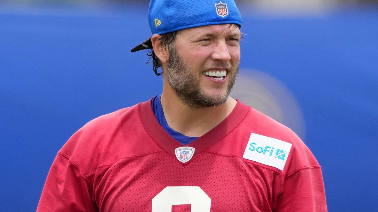 ESPNNFL's tweet card. Los Angeles Rams veteran Matthew Stafford, 37, who is dealing with back soreness, will not return to practice next week as anticipated, coach Sean McVay said on Saturday, adding that it's "the smart...