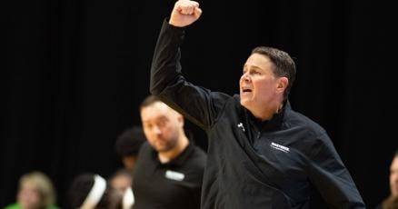 MastodonMBB's tweet card. Jon Coffman wins basketball games.