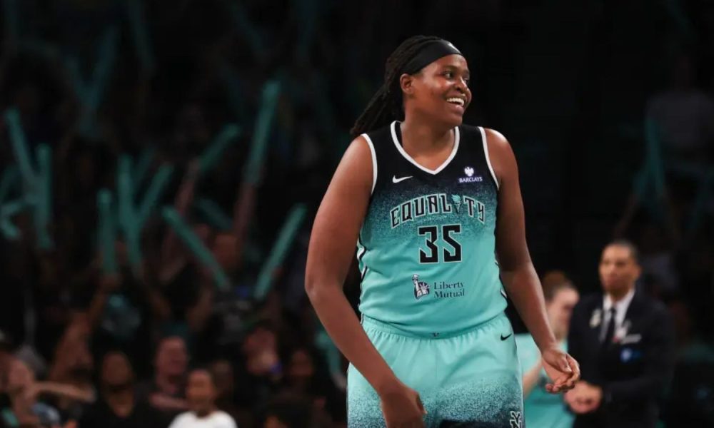 OurNewsRev's tweet card. UNITED STATES - Jonquel Jones with a double-double Friday night, scoring 20 points and pulling down a team-high 11 rebounds - all contributing to the New York Liberty take down of the Phoenix...