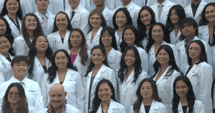 KITV4's tweet card. Considering allowing more students in, John A. Burns School of Medicine honors newest class.
