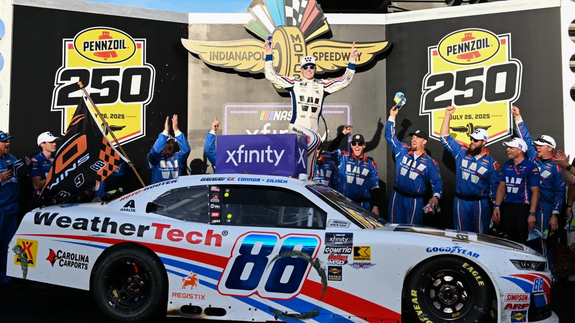 WTHRcom's tweet card. Zilisch also scored the 100th NASCAR Xfinity Series win for Dale Earnhardt Jr.'s JR Motorsports team.