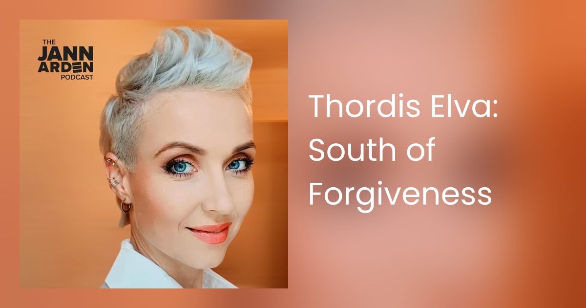 JannArdenPod's tweet card. Jann invites Icelandic author Thordis Elva to come share why she wrote a book with her assaulter.