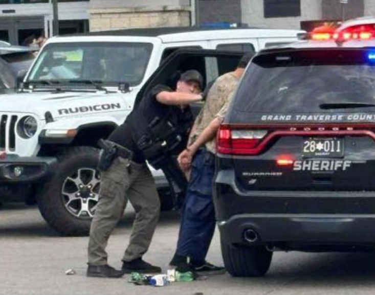 DailyTelegraph5's tweet card. At least 11 people were stabbed at a Walmart in Traverse City, Michigan, on Saturday, with suspect in custody, police say.