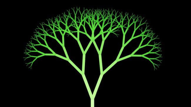 VilainCat's tweet card. Fractales climatiques est une œuvre visuelle générative qui donne naissance à un arbre fractal, évoluant lentement au fil du temps. Ses ramifications dessinent les anomalies de température sur la...