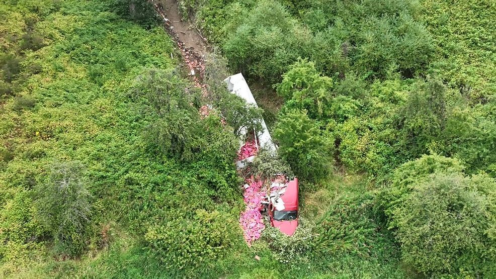KHQA's tweet card. A semi-truck went off the highway Friday morning and ended up about 200 feet off the road.