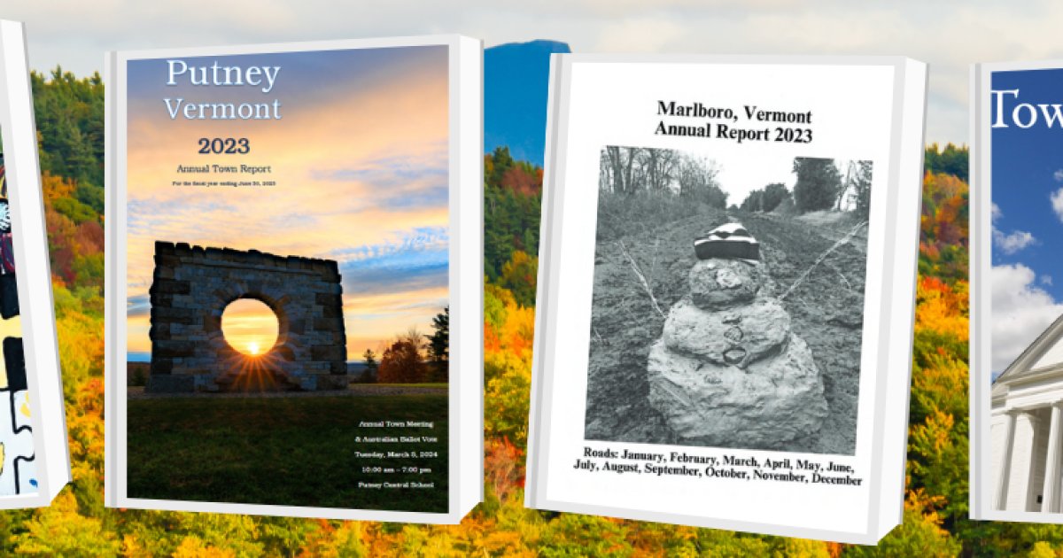 ACCDVermont's tweet card. Town Report Contest | Vermont League of Cities and Towns