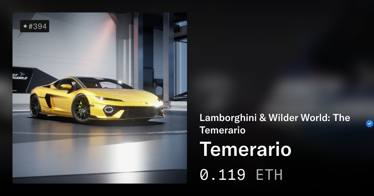 WilderWorldBot's tweet card. Introducing The Temerario - Automobili Lamborghini’s latest super sports car, reborn for the metaverse. In a groundbreaking collaboration between Lamborghini and Wilder World only 600 game-ready...