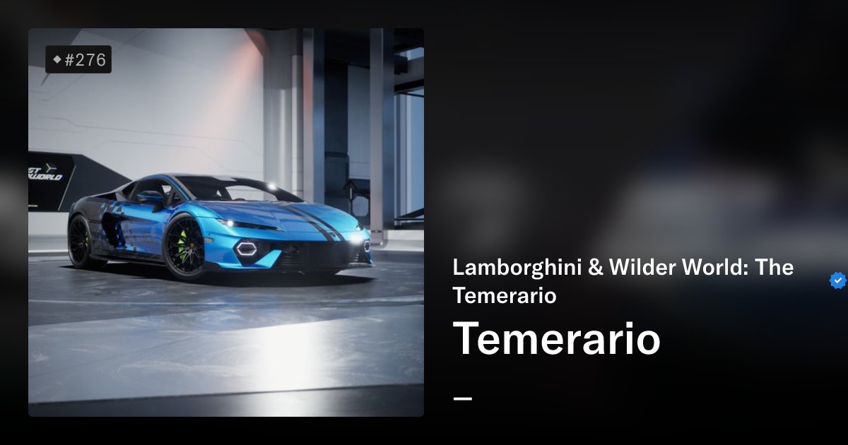 WilderWorldBot's tweet card. Introducing The Temerario - Automobili Lamborghini’s latest super sports car, reborn for the metaverse. In a groundbreaking collaboration between Lamborghini and Wilder World only 600 game-ready...
