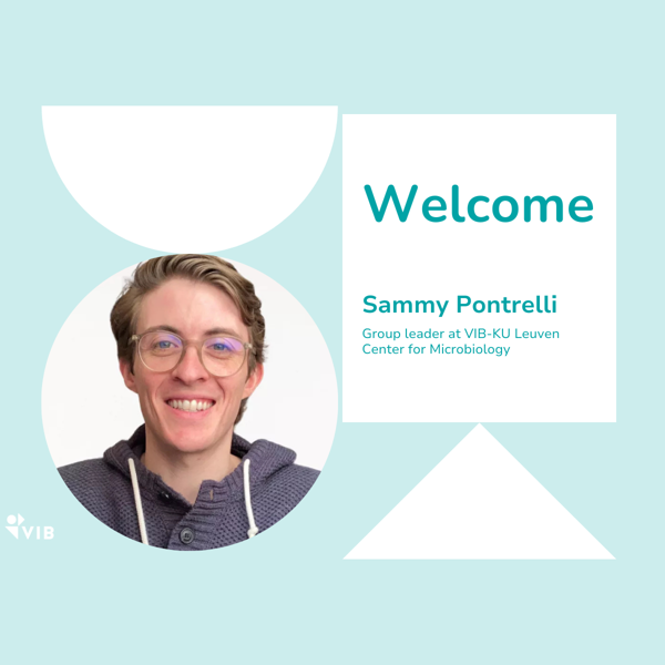 VIB_microbes's tweet card. Sammy Pontrelli joins the VIB-KU Leuven Center for Microbiology as group leader and KU Leuven as Assistant Professor