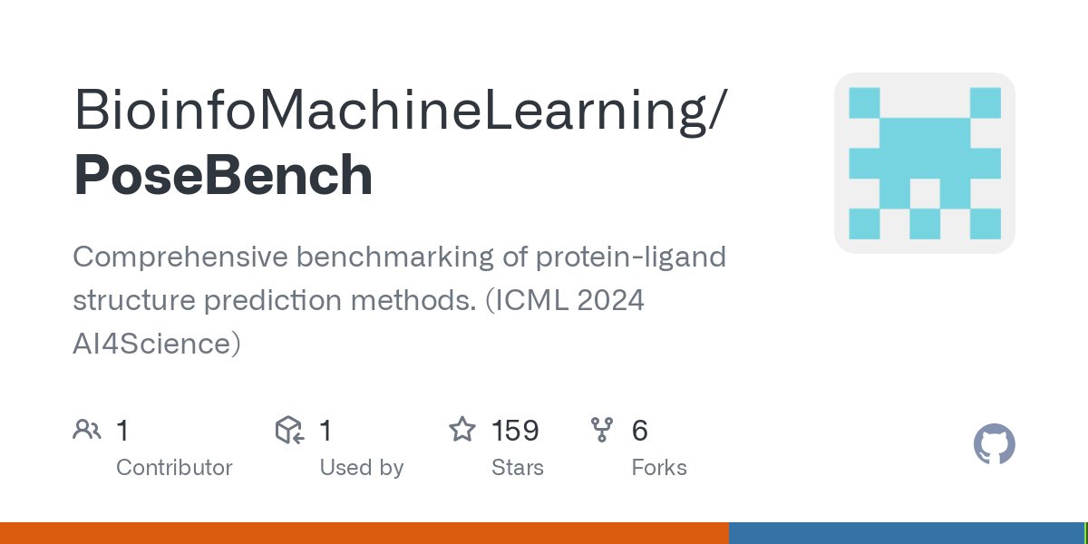 MoreheadAlex's tweet card. Comprehensive benchmarking of protein-ligand structure prediction methods. (ICML 2024 AI4Science) - BioinfoMachineLearning/PoseBench