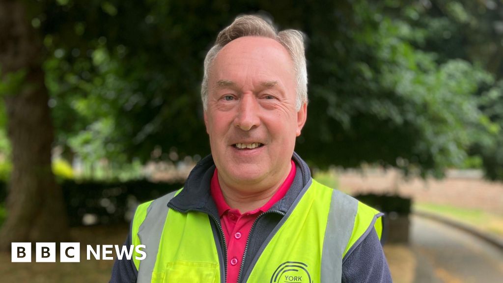 BBCYork's tweet card. Chris Patrick, who leads a team keeping York city centre tidy, is celebrating award success.