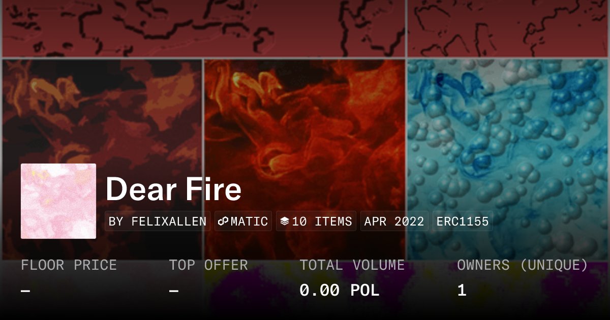0xKachi's tweet card. Dear Fire Ashes Collection is a limited collection of 6 unique NFTs- unique digital collectibles living on the Ethreum Blockchain. This collection is made by an individual artist and it reflects...