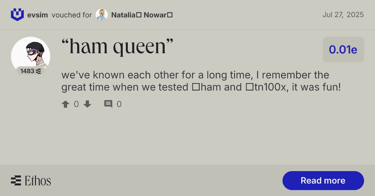 simbiryakov's tweet card. "ham queen"