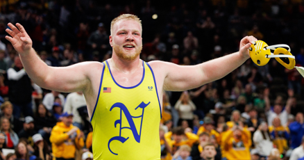 NEPrepZone's tweet card. After putting it all on the line during football season and becoming the state’s first four-time state heavyweight wrestling champion, Omaha North's Tyson Terry, a Nebraska commit, is The World-Her...