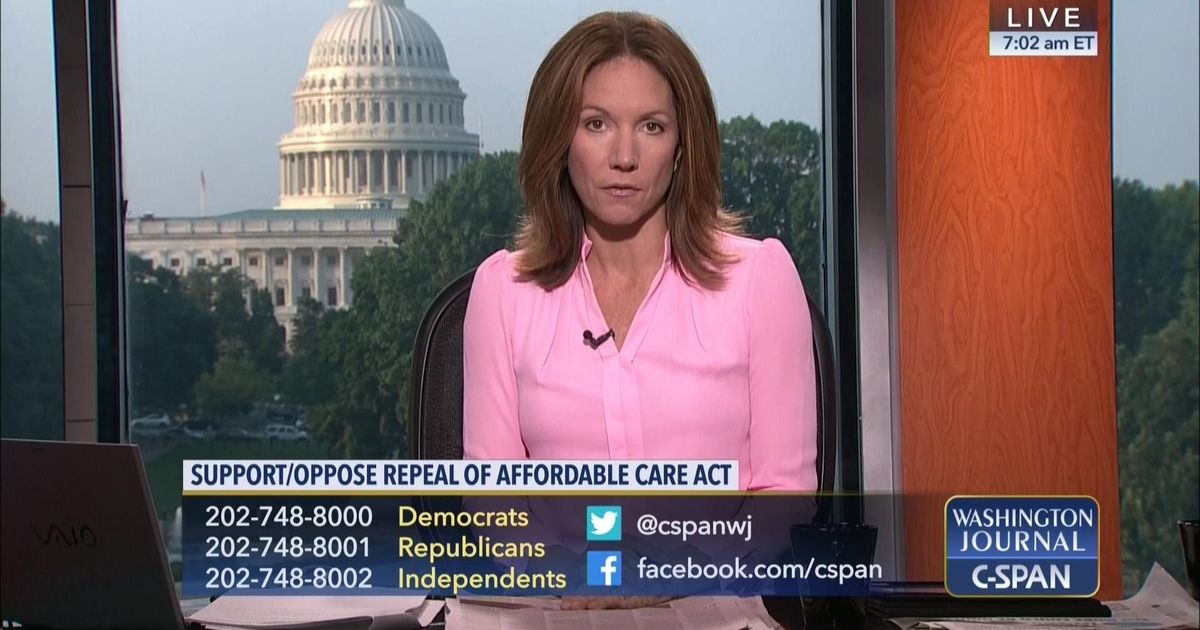 agi_ck's tweet card. Telephone lines were open for viewer comments on the question "Do you support or oppose the repeal of the Affordable Care Act?"