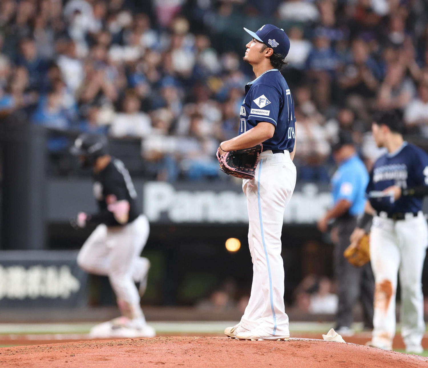 LegendOfHage's tweet card. ＜日本ハム4－5ロッテ＞◇27日◇エスコンフィールド 　日本ハム伊藤大海投手（27）が、後半戦最初の登板となるロッテ戦で7回5安打3失点、11勝目を逃した。3点の援護を追いつかれ「僕が戦犯。リード