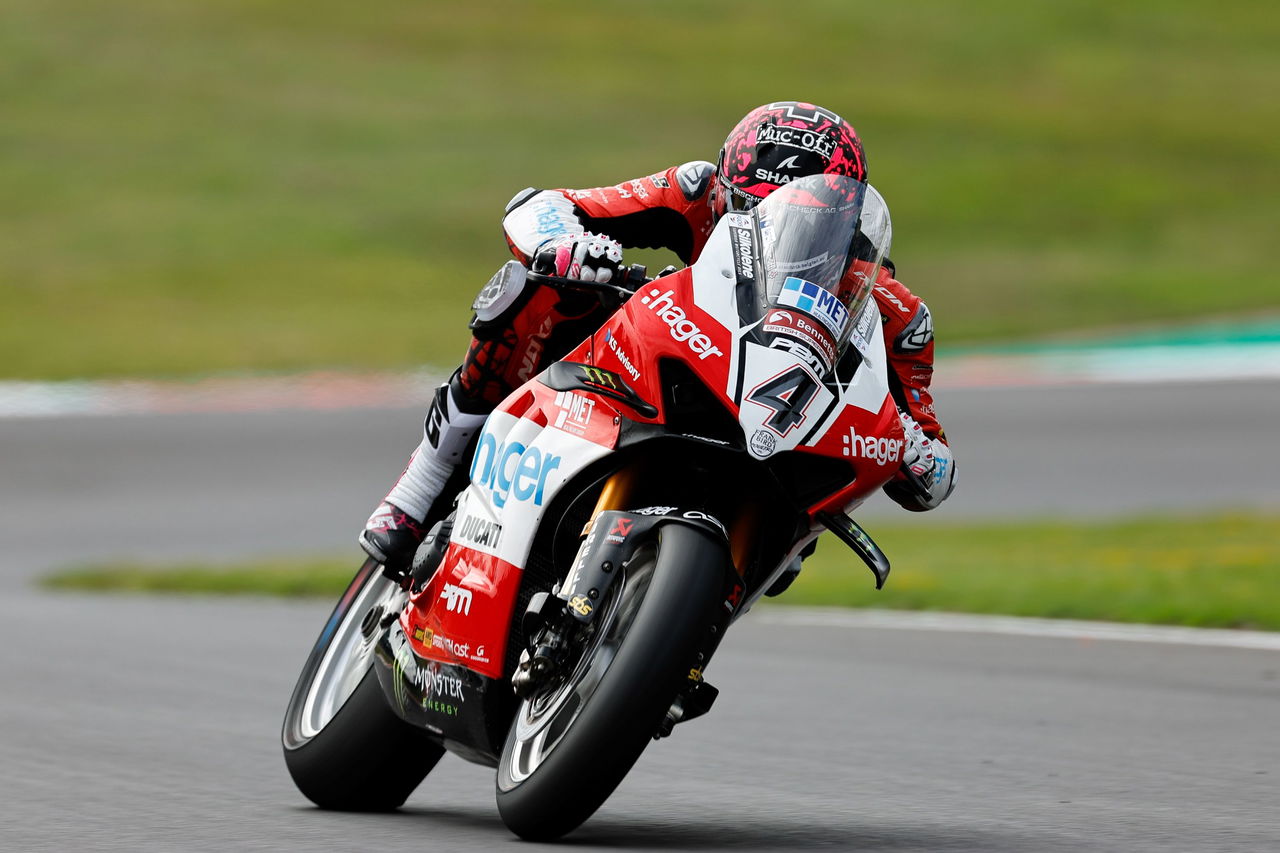 crash_motogp's tweet card. Results from race two, round five of the 2025 Bennetts Superbike Championship at Brands Hatch, where Scott Redding took a first win as Bradley Ray crashed out.