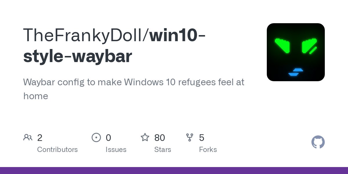 BrodieOnLinux's tweet card. Waybar config to make Windows 10 refugees feel at home - TheFrankyDoll/win10-style-waybar