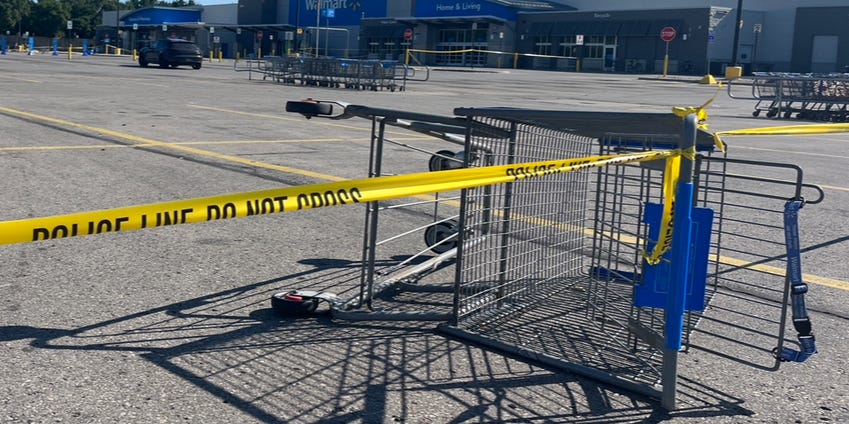LSJNews's tweet card. Victims of a mass stabbing at a Walmart near Traverse City remain hospitalized, but none are now in critical condition.