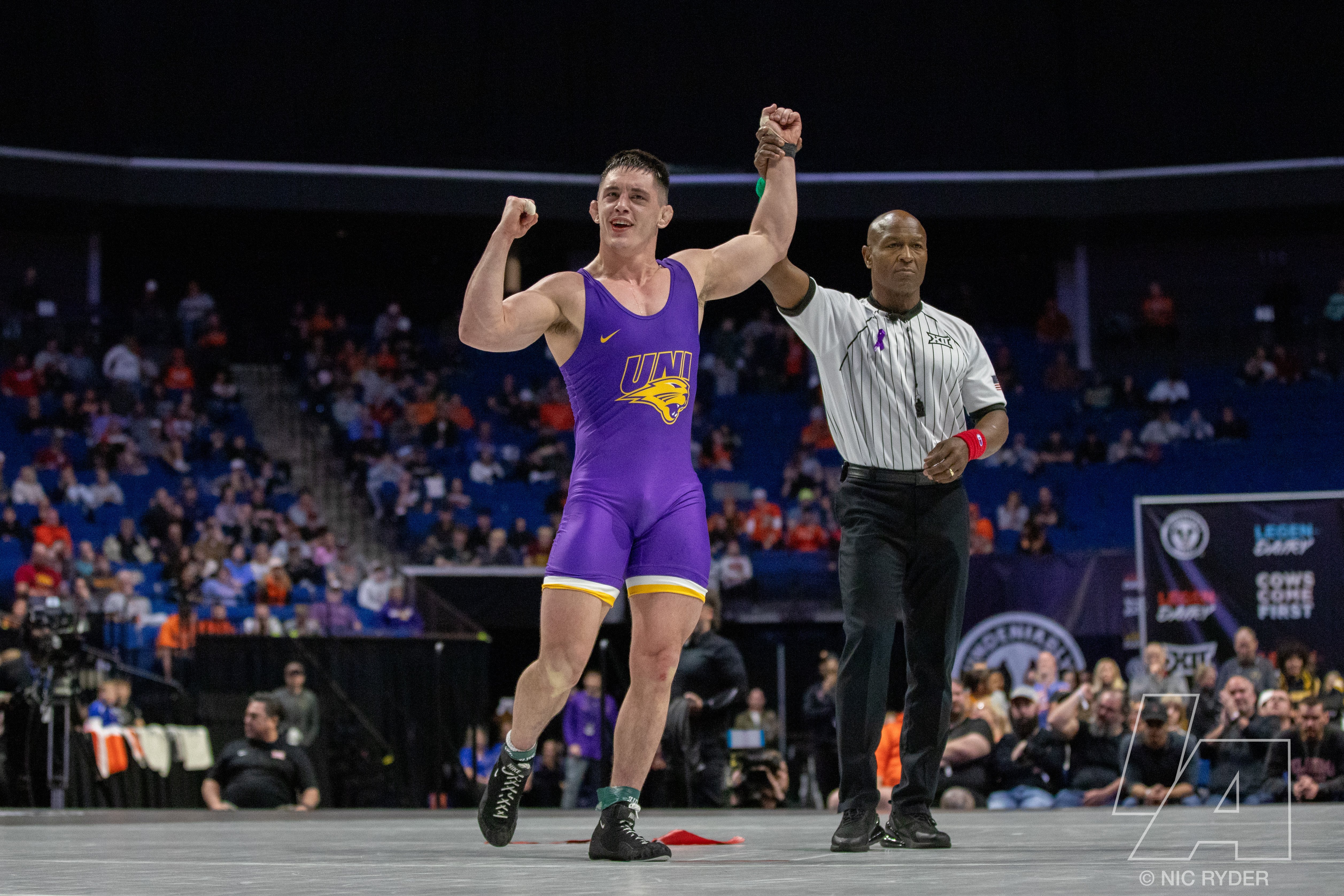 rossbchek's tweet card. Wyatt Voelker, a standout wrestler for the University of Northern Iowa (UNI) Panthers, rec...