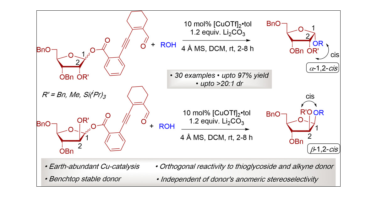 SharmaLabOU's tweet card. 1,2-cis-Furanosides are present in various biomedically relevant glycosides, and their stereoselective synthesis remains a significant challenge. In this vein, we have developed a stereoselective...
