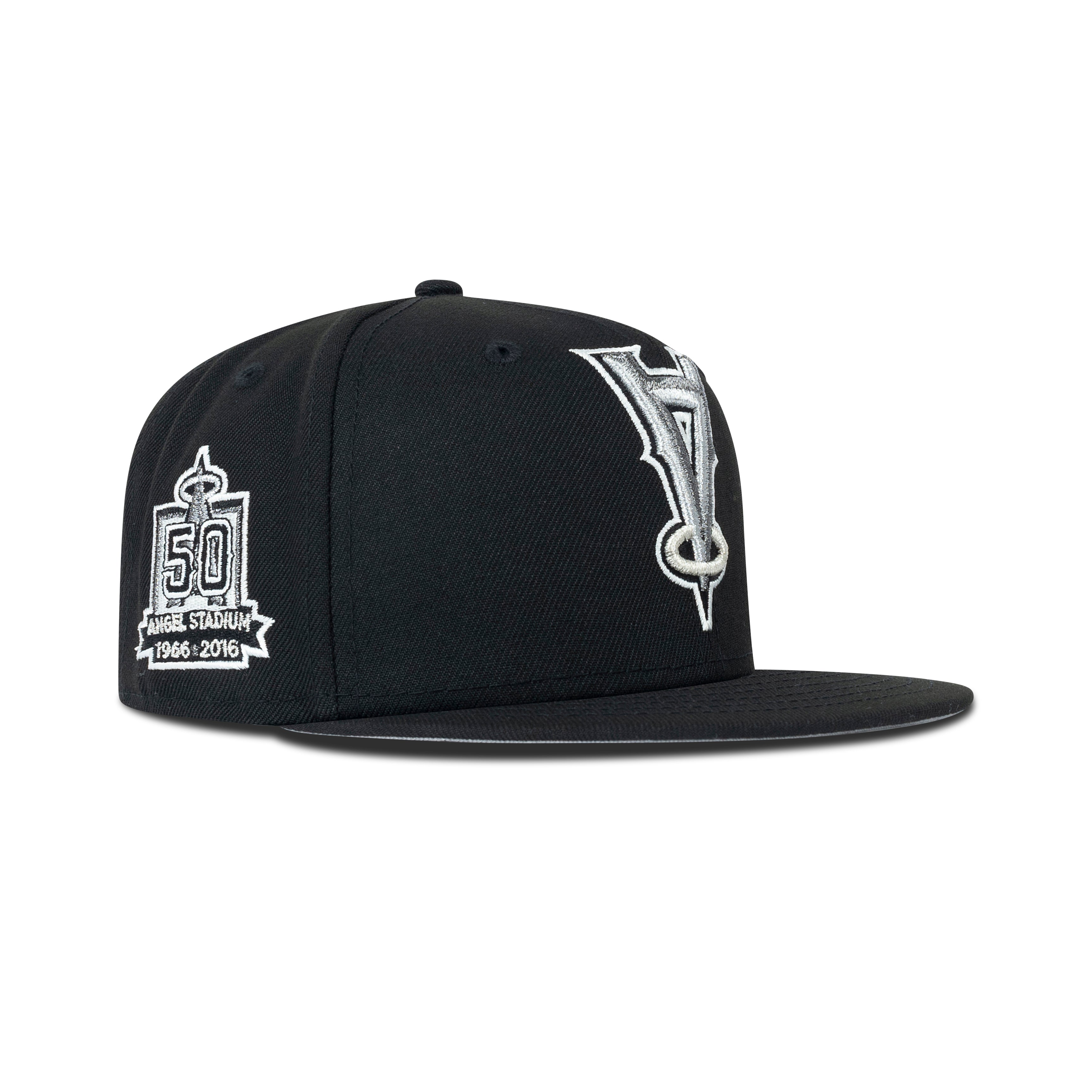 hatcrawler's tweet card. L.A. Anaheim Angels Upside Down Logo Grey Bottom "Black Silver" (1966-2016 50th Angel Stadium...