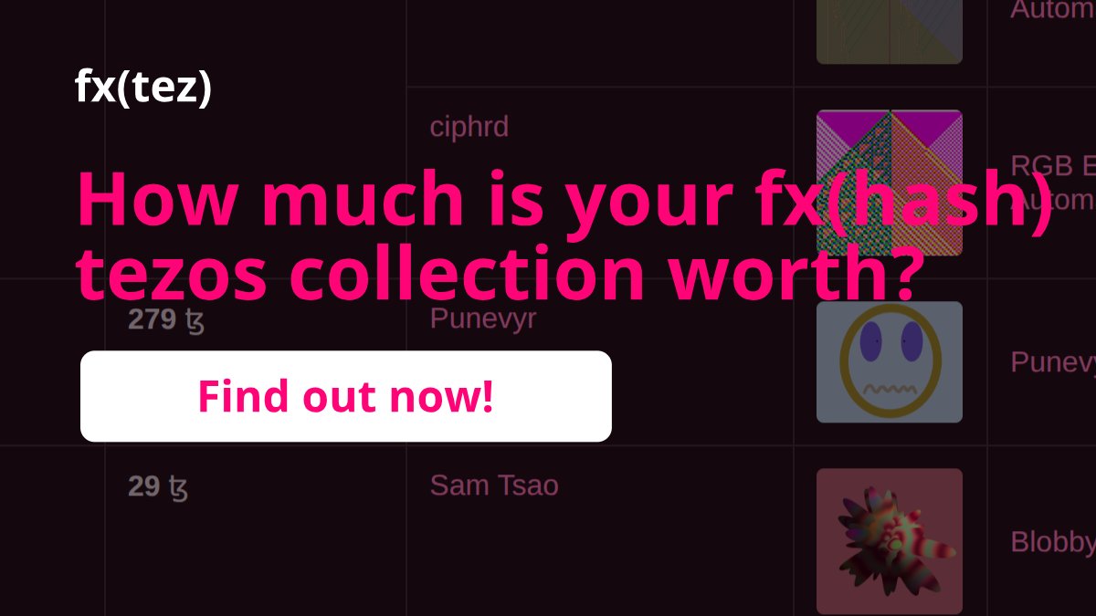 FromFriends__'s tweet card. fx(tez) lets you instantly check stats of your fxhash tezos collection. Try now for free!