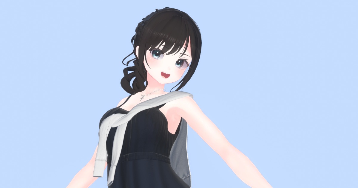 tommie_500's tweet card. 2025夏コーデです。 折り畳み日傘とか持って観光地を練り歩いてそうなイメージ。 もともとはスニーカーとのセットの衣装でしたが同ショップのサンダルを使って涼しさを出そうと思いました。