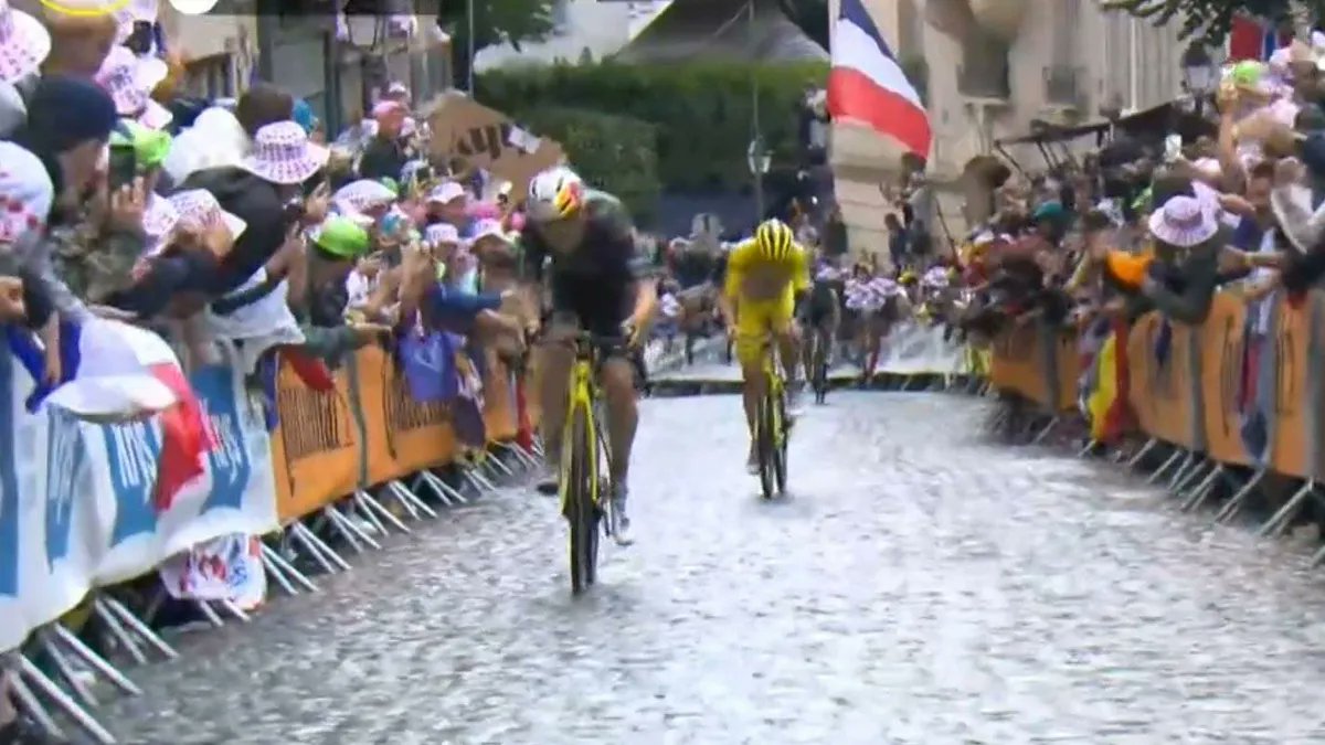 CyclingUpToDat3's tweet card. It is not everyday that we see Tadej Pogacar getting dropped. In fact that may have only happened 1 time in the entire 2025 Tour de France, right on it's final climb. The yellow jersey provided...