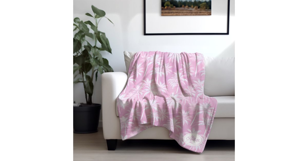 ArrayStores's tweet card. Bring tropical vibes to your day with this classic Hawaiian-inspired fleece blanket design. Featuring lush white palm trees silhouetted against a summery background in shades from light plum to...