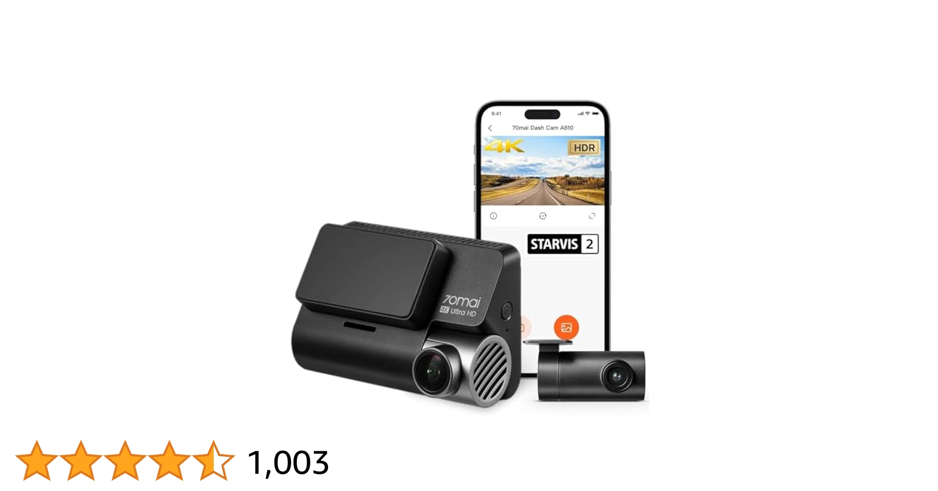 Lollubee's tweet card. 70mai A810 True 4K HDR Dual Dash Cam, Built-in GPS Logger, ADAS, SONY Starvis2 IMX678, 150° Wide, Optional Parking Mode with Motion Detection & Time Lapse, Upto 256GB Supported